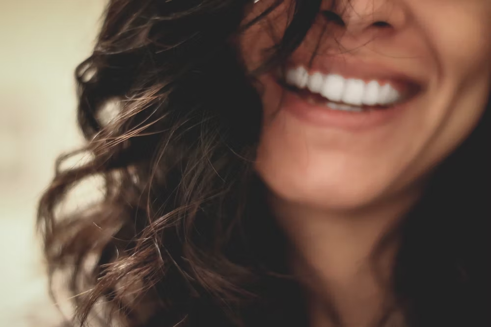 A woman with veneers